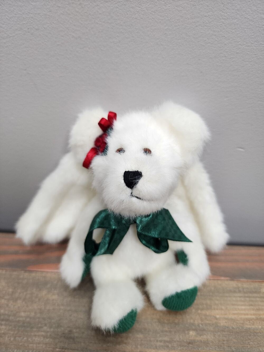 BOYD Christmas Angel Bear White Jointed Plush Bear With Wings 6 inches